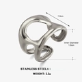 Silver hollow geometric stainless steel ring with chunky abstract design in 1.8cm size - Silver