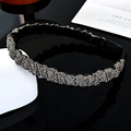 French baroque style headband with black rhinestones and pleated fabric detail - Smoke Gray