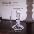 Vertical ribbed glass candle holder with dual spherical design, 13cm tall clear glass decor - Vertical Stripe Two Balls Style / Clear