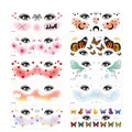 Waterproof temporary facial tattoo stickers set with 10 floral and heart designs - Painted Face Sticker Mix (FF031-040)