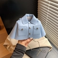 Fashionable light blue jacket-shaped crossbody bag with a metal chain shoulder strap - Blue