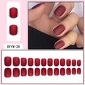 Detailed set of matte wine red press-on nails with full size range and professional finish - Matte Dark Red (DFYM-28)