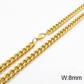 Men's 8mm gold-plated stainless steel Cuban link chain necklace with lobster clasp - 8mm Gold / Necklace 45cm
