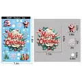 Christmas Santa and snowflake window sticker set size guide with detailed dimensions - Single Sheet BQ491 Merry Christmas