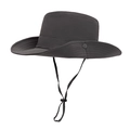 Dark grey outdoor sun hat with wide brim, adjustable chin strap, and foldable snap buttons - 58cm / Gray