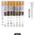 DIY jewelry making kit with lobster clasps and ear hooks in golden and silver finish - Set 5