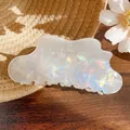 Iridescent pearlescent cloud hair claw clip in a stylish wavy acetate design - 10.5cm / White