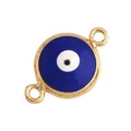Golden Turkish Evil Eye charm with blue enamel for DIY jewelry making and necklaces - Blue L371821-Blue