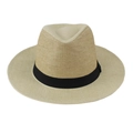 Cappello di paglia beige classico con nastro nero per uomo moda mare estate - Taglia Unica 58cm Circonferenza / Beige Patchwork