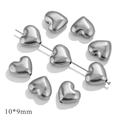 9 piezas de cuentas de corazón de acero inoxidable plateado 10x9mm para joyería DIY - Corazón Liso con Agujero Vertical / Color Acero