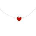 Minimalist red heart pendant necklace on a clear invisible fishing line cord - Red Heart Style (0591)