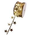 Golden star-shaped decorative ribbon roll for Christmas tree DIY and floral gift wrapping - Double Layer Star Gold 10m
