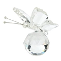 Elegant 3D transparent crystal butterfly figurine perched on a faceted glass sphere ball - Clear