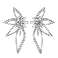 Vista macro detallada de pendientes grandes de ala de mariposa con cristales brillantes - Pendientes de Estilo Alas con Pedrería Completa (K-898) / Gris metalizado