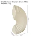 Minimalist beige S-shaped ceramic vase with horizontal ribbed texture and 21.5cm height - S-Shape Ornament Small Off-White