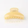 Elegant cream yellow resin hair claw clip with metallic spring for thin hair - Jelly Beige