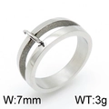 Anillo minimalista de acero inoxidable plateado con banda doble y ancho de 7mm - US 9 / Color Acero