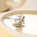Elegant silver crown earring with brilliant zircon stones and size dimensions - Single Piece / White