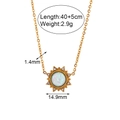 Vintage 18K gold plated stainless steel sun flower necklace with opal and rhinestones - Round Sun Australia Gem Necklace - Gold Blue