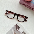 Cat eye glasses frames with dark brown tortoiseshell pattern and heart rivets - Dark Tea Frame Clear Lens