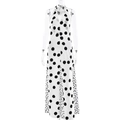 Abito lungo a pois con allacciatura al collo, design senza schiena e tessuto fluido - S / Bianco