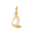 Polished gold plated stainless steel letter Q pendant with heart shape detail - Letter Q / Gold