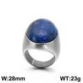 Oval blue lapis lazuli stone ring in retro stainless steel band, 28mm wide for men - US 7 / Silver Band Blue Stone Style (KR89011-K)