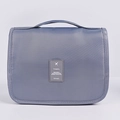 Blue waterproof nylon travel toiletry bag with handle and Travel inscribed patch - Gray