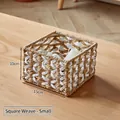 Small square woven storage basket in natural dual-tone paper rope, size 15x10cm - Beige Mix Square - Small