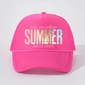 Casquette trucker rose avec imprimé été et filet en mesh réglable pour femmes - Taille unique / Rose Rouge