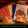 Christmas gift bag set with cartoon bear patterns and matching sealing stickers - Fun New Year Style (ZD066) / Set of 6