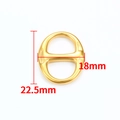 Detailed view of gold stainless steel oval buckle with 22.5mm and 18mm measurements - Vacuum 18K Gold Polished Oval Ring Pendant 22.5mm