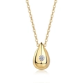 Elegant gold teardrop necklace with a sparkling round zircon stone on white background - Water Drop 3.0mm Moissanite / Without Certificate