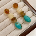 2507275 Brown-blue Gradient Color-blocking Earrings (s925 Silver Needles)