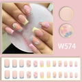 Unghie finte macaron pastello con fiori 3D di forma quadrata, set da 24 pezzi - Stile Fiore 3D Color Macaron (W574)