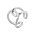 Detailed close-up of a silver-finish twisted knot ring with a modern open-end design - VJ550 Platinum