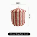 Cesto portaoggetti circo in corda di carta a strisce bianche e rosse, piccolo con stella - Circo Beige e Rosso - Piccolo / 32x37cm