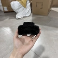 Furry square claw clip in black plush material for stylish autumn and winter hair styling - Medium Black (approx. 10cm)