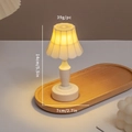 Mini lily of the valley night light with pleated shade and dimensions for desk decor - Flower Lamp / White