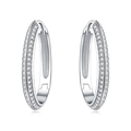 Elegant 925 sterling silver hoop earrings with pave-set white zircon stones - White Zircon U-shaped Earrings 4008