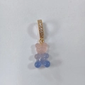 Pink and blue gradient gummy bear pendant with gold-plated rhinestone bail for necklaces - Pink & Blue