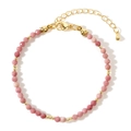 Bohemian style bracelet with pink natural stone beads and gold plated metal clasp - Pink (B-B24071902A)