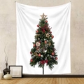 Vista dettagliata dell'arazzo dell'albero di Natale su parete materica con decorazioni - 73X95 CM (Esportazione Spazzolato) / Albero di Ornamenti Stellari (SDS220702)