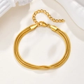 Bracciale a tre strati in acciaio inossidabile dorato con grani d'olivo e estensione - Catena a Serpente a Tre Strati (BR-2380G)