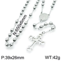 Collier chapelet en acier inoxydable 6mm avec pendentif croix et médaille pour homme femme - Couleur Acier Style Croix Cœur Creux (KN117692-Z)
