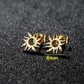 Minimalist golden stainless steel sunflower stud earrings with 8mm diameter size detail - Flame Sun / Gold