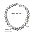 Detailed view of silver stainless steel chain necklace with 1.7cm interlocking links - Silver Necklace (YYN023402-P)