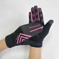 Women's pink and black fleece cycling gloves with non-slip silicone grip and touchscreen tips - One Size / Black Purple Sport Anti-slip