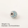 Silver bead with turquoise stone inlay for DIY bracelets and jewelry making - 8MM Turquoise Color Platinum Plated