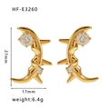 Vintage style gold earrings with green heart zircon and spiked design in stainless steel - Curved Spiky Zirconia Punk Drop Earrings(HF-E3260)